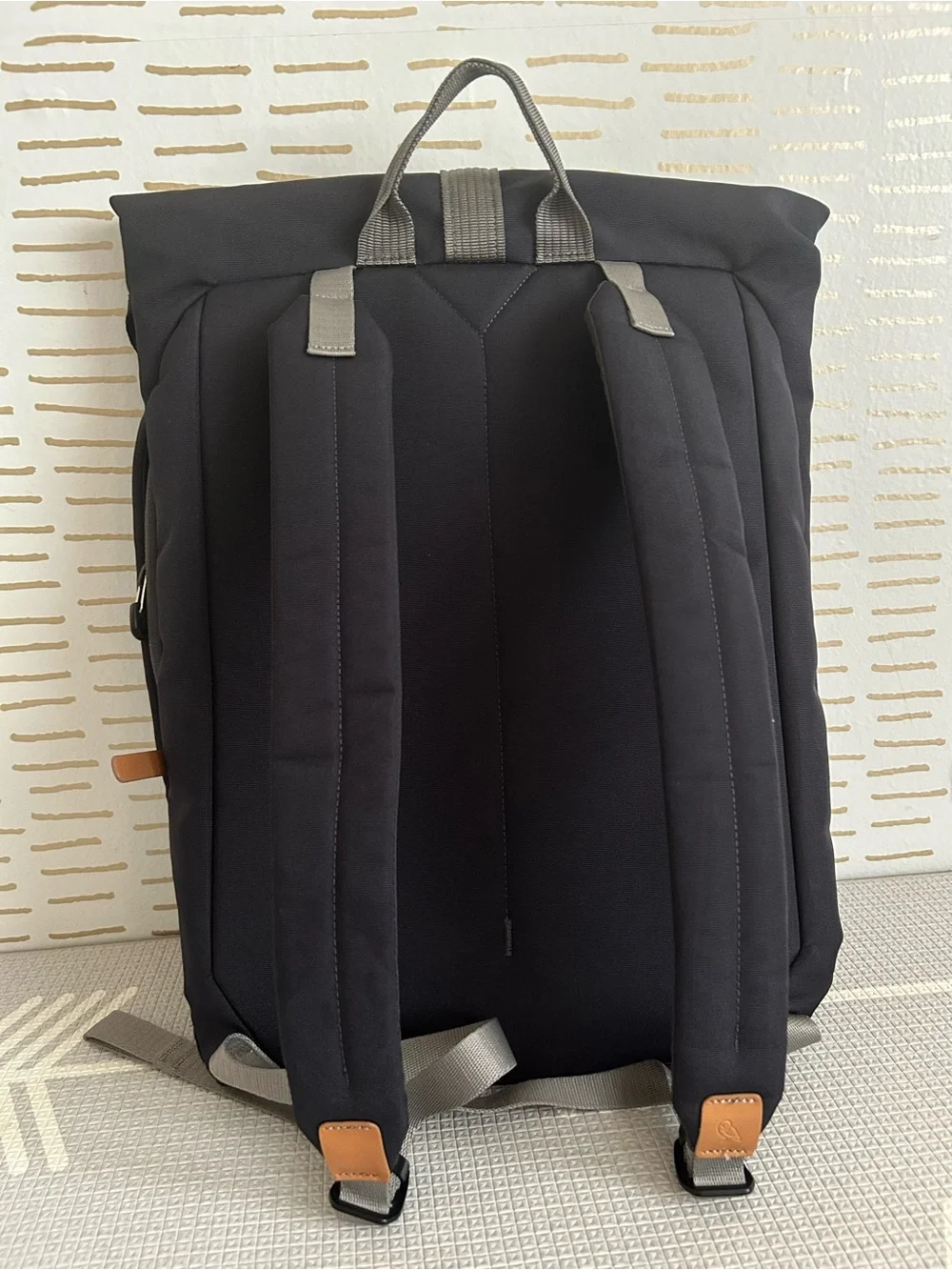 Bellroy Backpack Black Canvas Leather Trim Laptop Travel Work Bag